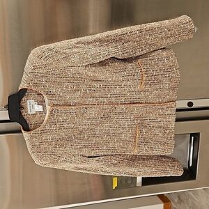 💕 CHARLES GRAY💕 Two Pocket Fitted Collarless Button Front Tweed Jacket XL NWT